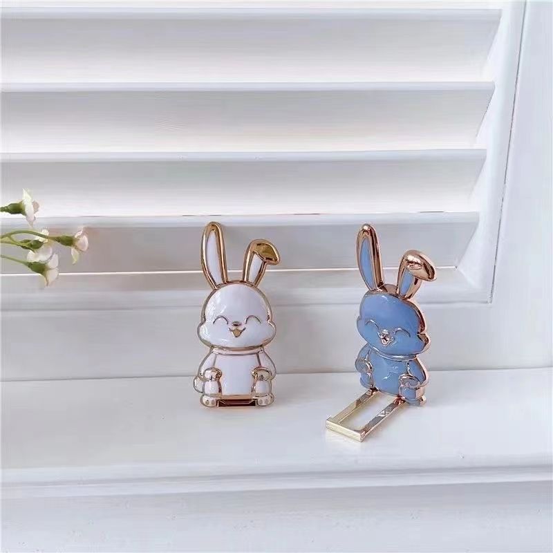 New Bunny Bracket Adhesive Cartoon Creative Lazy Mobile Phone Stand Shell Desktop Folding Bracket