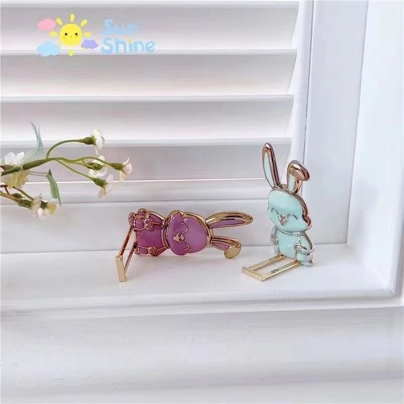 New Bunny Bracket Adhesive Cartoon Creative Lazy Mobile Phone Stand Shell Desktop Folding Bracket