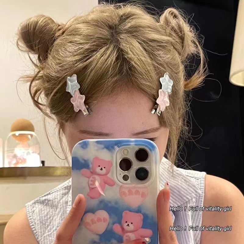 cute jelly xingx side clip ins clever odd girl fun sweet hair clip five-pointed star hair accessories hairpin bang clip