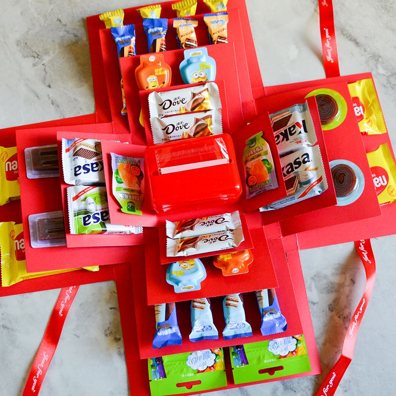 birthday surprise explosion box children‘s online red gift box multi-layer box boys and girls box five-layer snacks