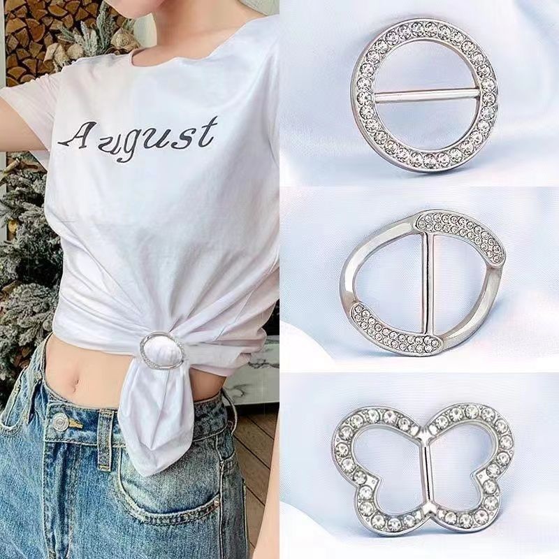 Clothes Corner Buckle T-shirt Retaining Ring Fixed Knotted Buckle Korean Creative Scarf Buckle High-End Dual-Use Luxury Scarf Buckle