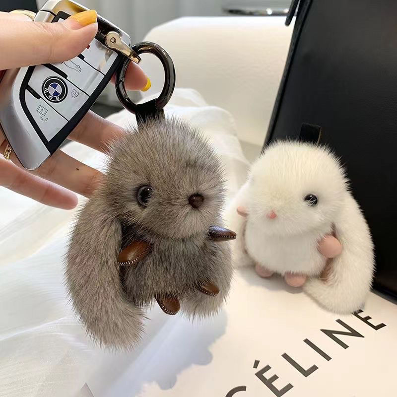 internet celebrity imitated mink plush bunny handmade ins pendant high-end bag pendant car key ring birthday gift