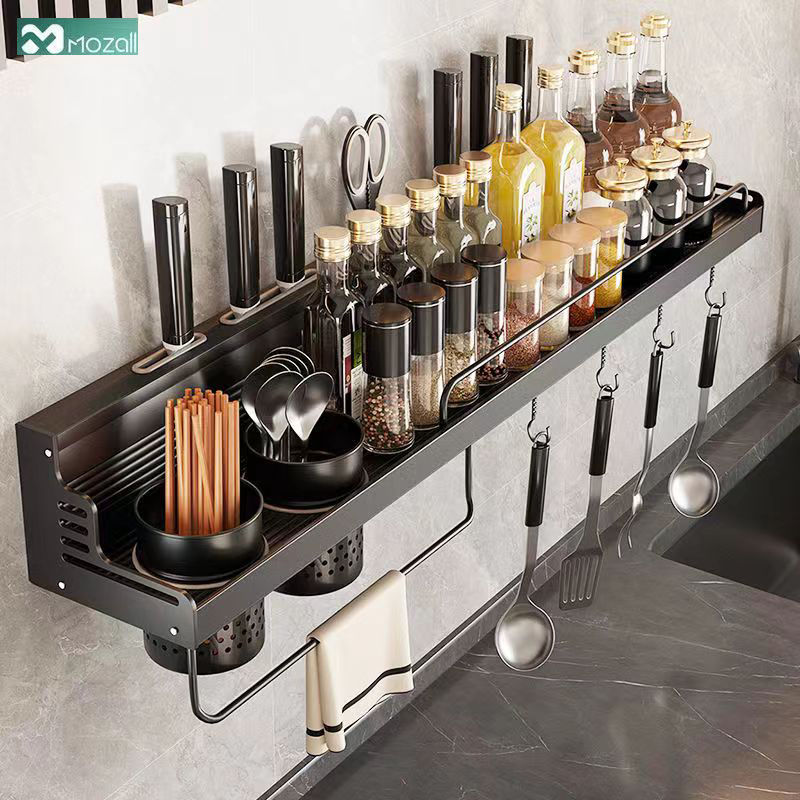 punch-free kitchen rack wall-mounted multifunctional chopsticks knife rack household seasoning all products storage rack