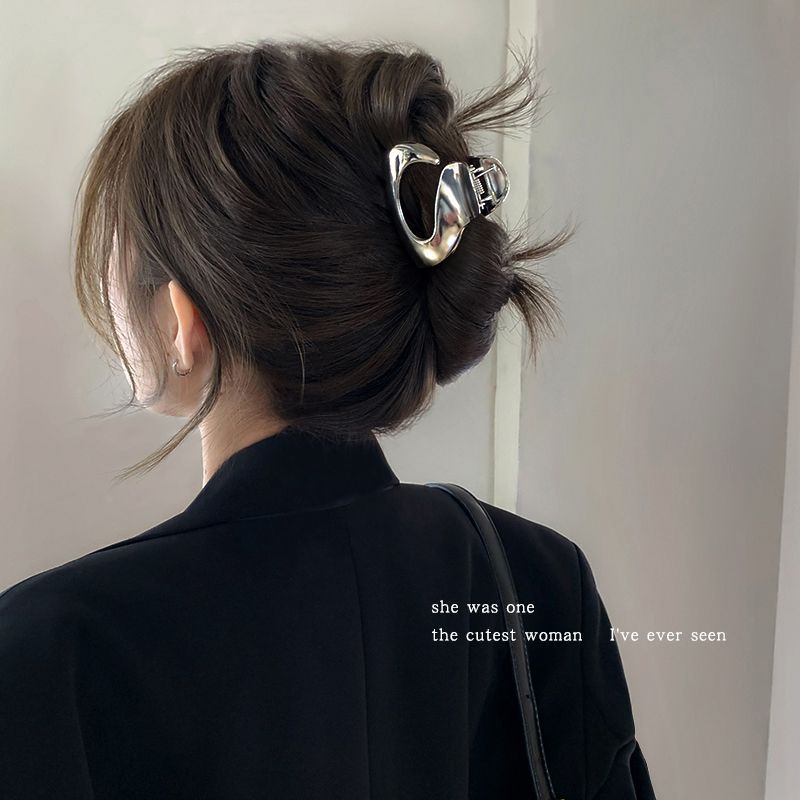 high-grade hollow metal grip female hairpin back head updo shark clip 2023 new temperament clip hairware