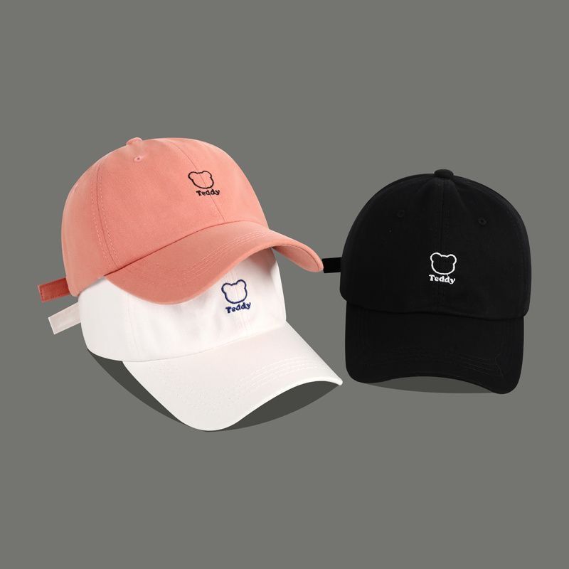 korean style retro cute bear embroidery peaked cap female autumn winter japanese tide brand high street sun protection sunshade baseball cap male