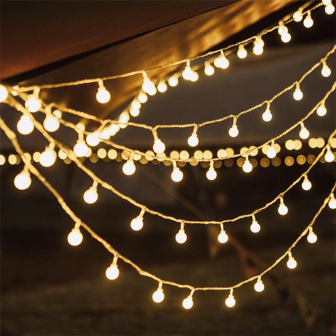 Outdoor Camping Ambience Light Usb Stall Camping Decorations Arrangement Birthday Canopy Tent Lighting Chain Light with Star Light