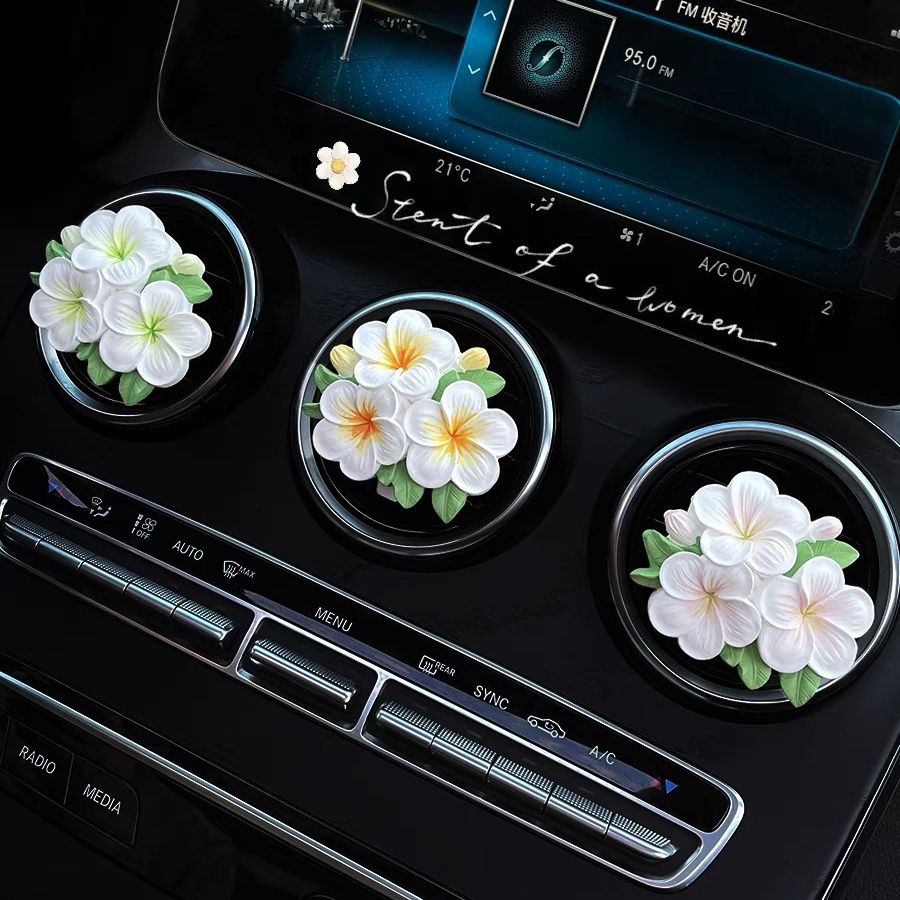 fresh plumeria rubra car aromatherapy car air conditioning air outlet perfume decoration cute fragrant stone light perfume ornaments