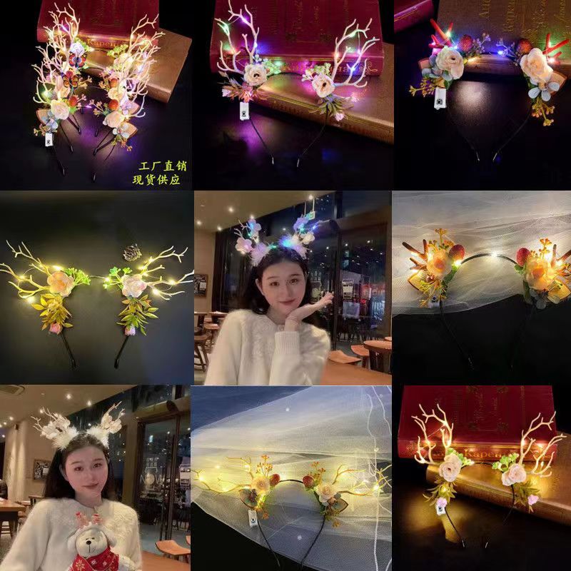 internet celebrity new luminous elk headband children‘s toy adult headdress christmas decoration stall supply stall goods