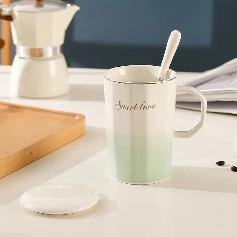 nordic ins ceramic mug with lid and spoon simple high-grade personalized coffee cup household drinking cup