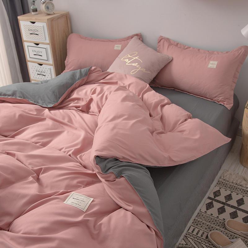 internet celebrity ins solid color simple four-piece set plain quilt cover quilt sheet student dormitory bed sheet three-piece bedding set