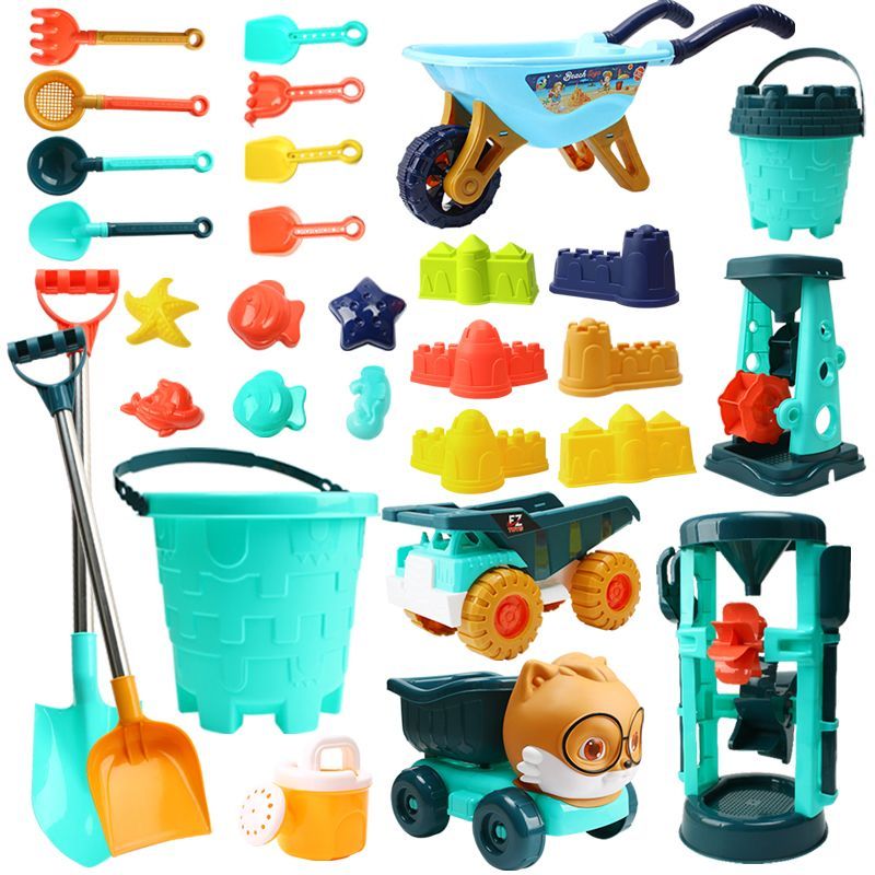 [send on the same day] beach toys full set thickened hourglass bucket children digging sand tool car boy playing sand set