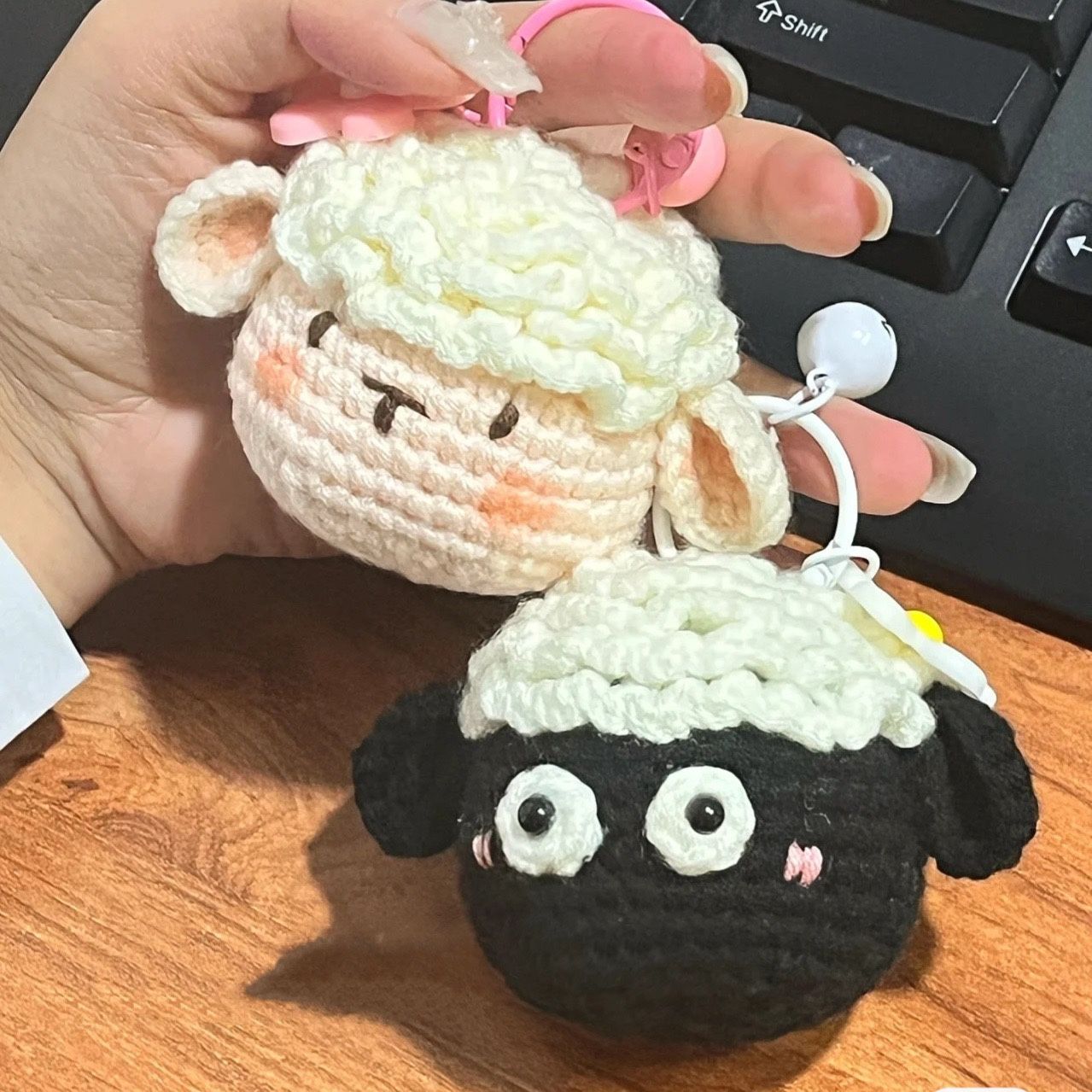 wool hand-woven diy couple lamb pendant wool woven mini sheep doll doll pendant keychain