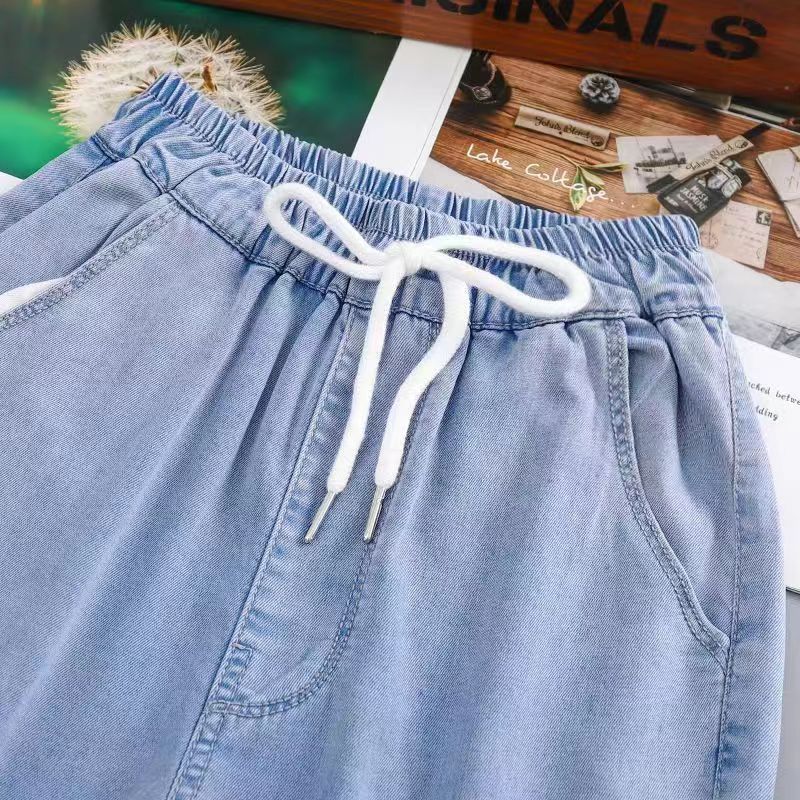 Girls' Pants Summer Girls' Ultra-Thin 2023 New Western Style Medium and Big Children Tencel Washed Denim Anti Mosquito Pants Tide