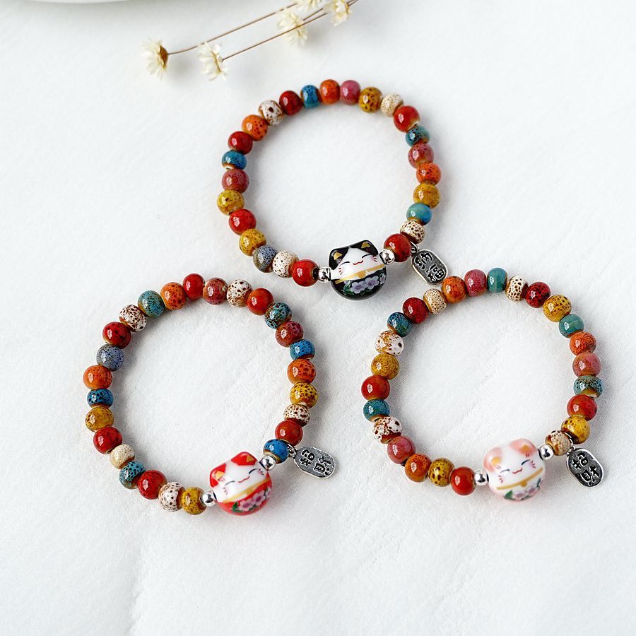 new fresh artistic idyllic style bracelet  beaded ceramic bracelet special-interest design bracelet