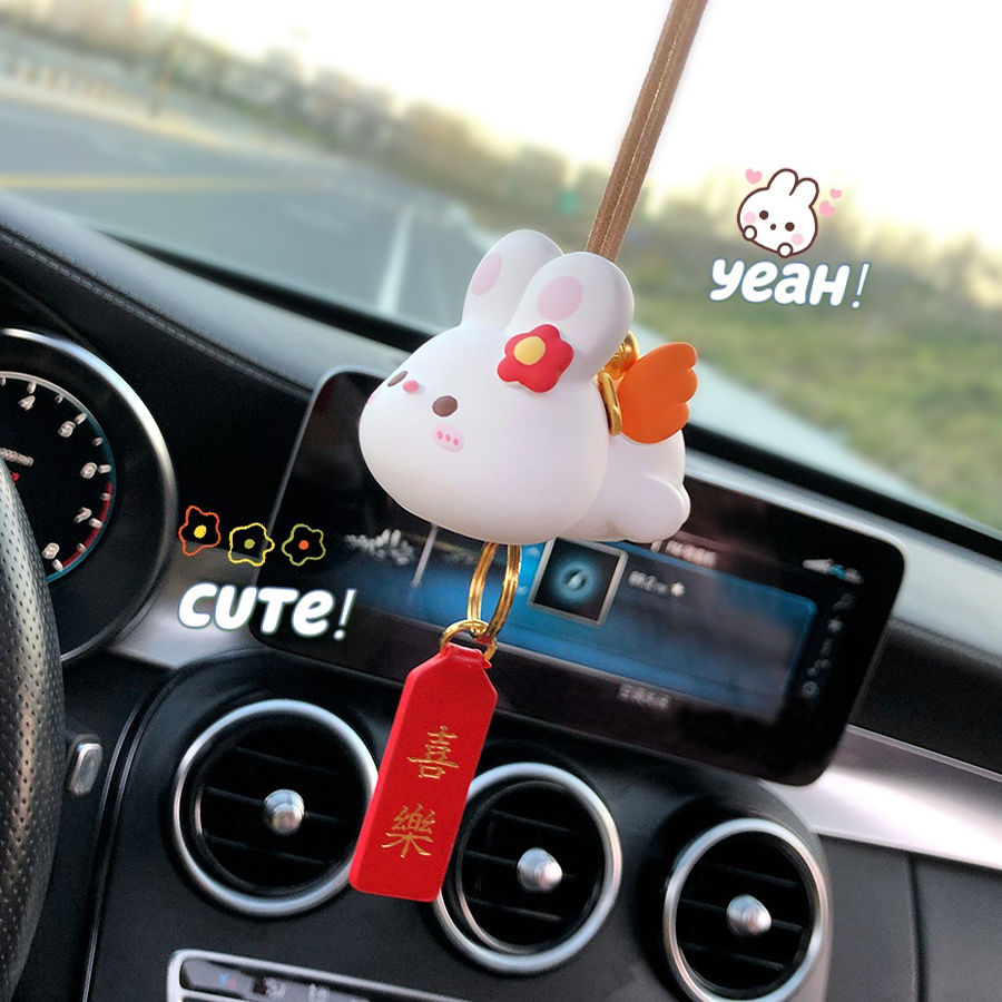 internet celebrity automobile aromatherapy pendant rearview mirror protective talisman rabbit car accessories cute car interior hanging accessories rabbit car hanging female