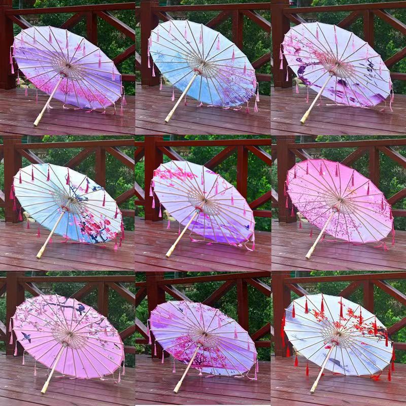 oiled paper umbrella female han costume tassel dance show decorative suspended ceiling props umbrella art umbrella retro style umbrella for children