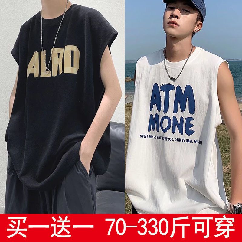 plus size vest men‘s hong kong style summer new casual loose sleeveless t-shirt men‘s all-match breathable sports
