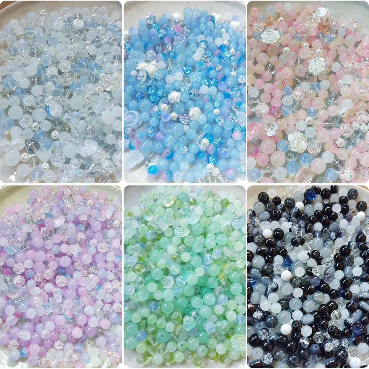 baroque fashion style mix and match glass bead jade broken ice crack scattered beads diy bead accessories material package