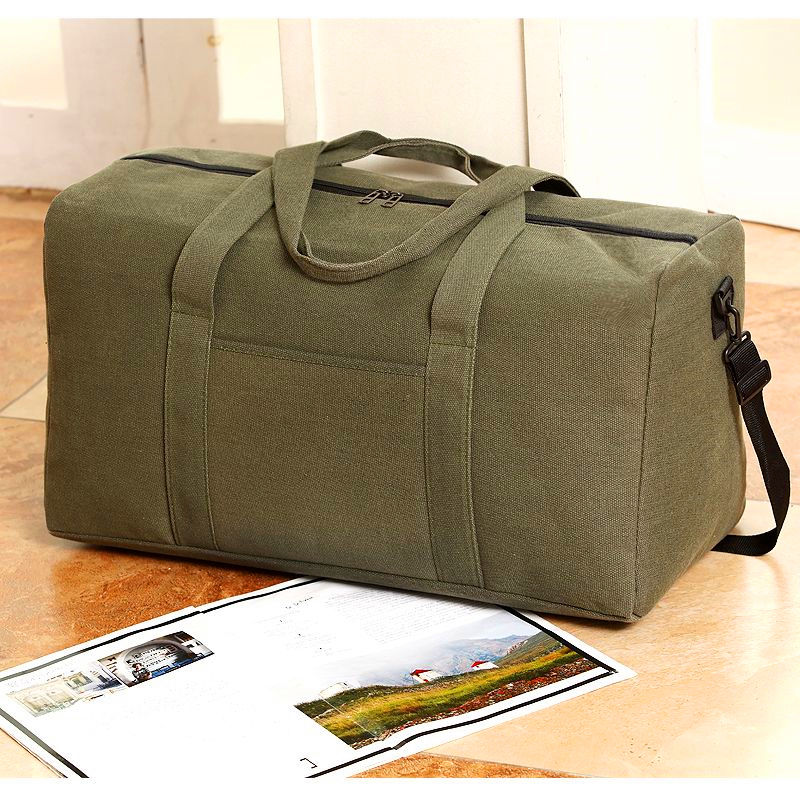 large capacity canvas bag travel bag men‘s hand-held luggage bag women‘s extra large travel luggage bag quilt home moving bag