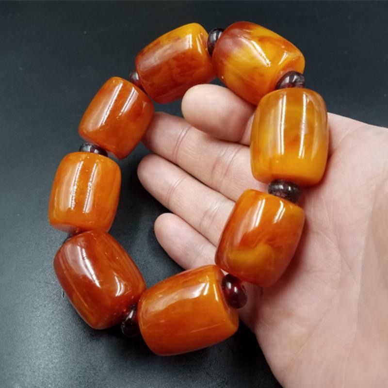 high-end exquisite new beeswax barrel shaped bead bracelet old beeswax as right as rain bracelet big beeswax bracelet