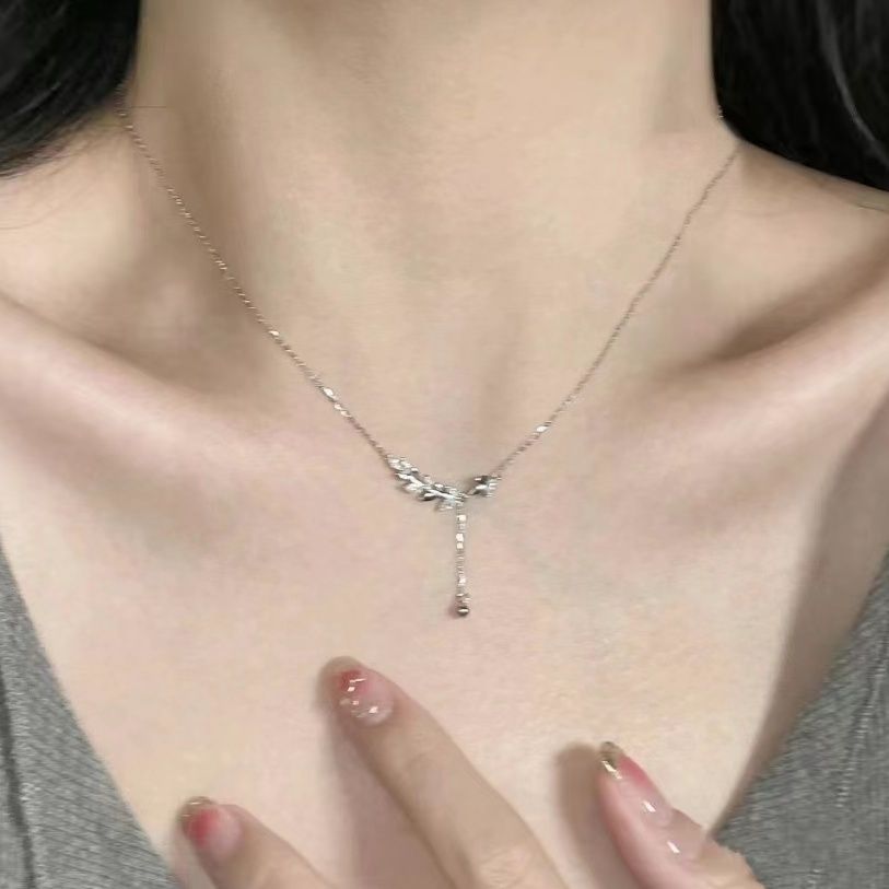 925 sterling silver wheat ear necklace women‘s light luxury niche design high sense ins non-fading valentine‘s day gift for girlfriend