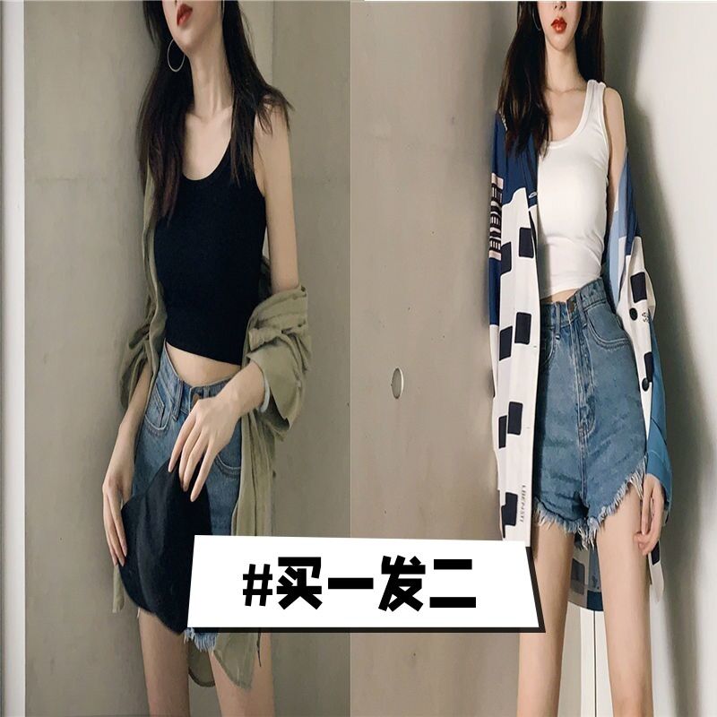 internet celebrity ins camisole female student korean style i-shaped vest women‘s underwear midriff-baring sleeveless base outer and inner wear