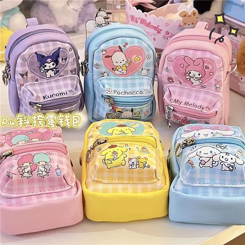 pu cute can be crossbody when going out girl‘s change coins headset storage bag pacha dog clow m melody