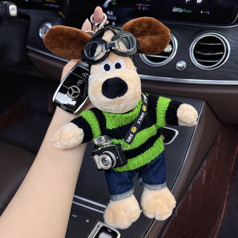 car key pendant internet celebrity wallace and gromit plush doll car key ring cute cartoon bag decorative hanging