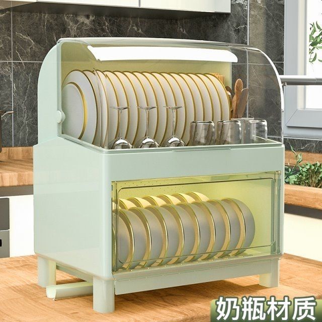 double-layer dish rack with lid breathable and dustproof bowl and chopstick rack plate storage rack tableware drain rack multi-functional insect-proof cupboard