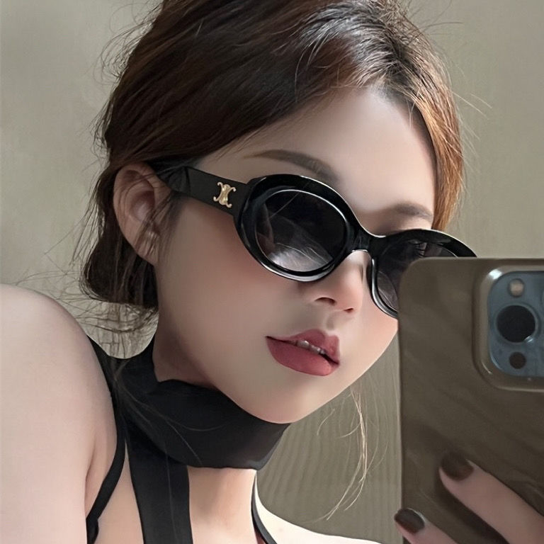 cats‘ eye sunglasses women‘s big face high-grade european and american hot girl 2023 new glasses retro oval large rim sunglasses