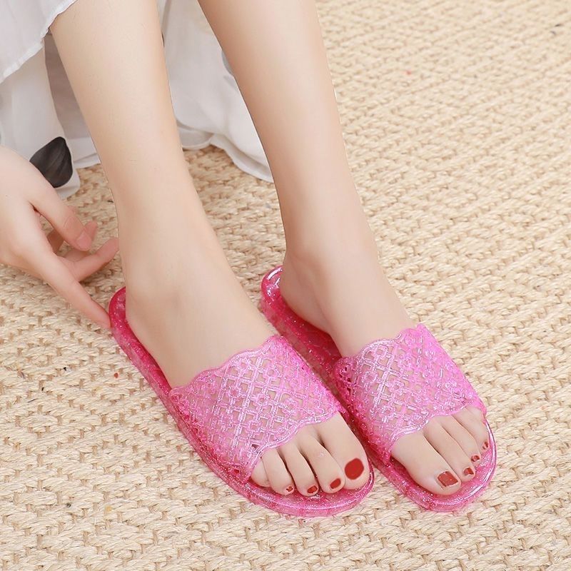 Women's Indoor Crystal Slippers Transparent Slippers Summer Bathroom Non-Slip Soft Bottom Home Deodorant and Wear-Resistant Bath Home