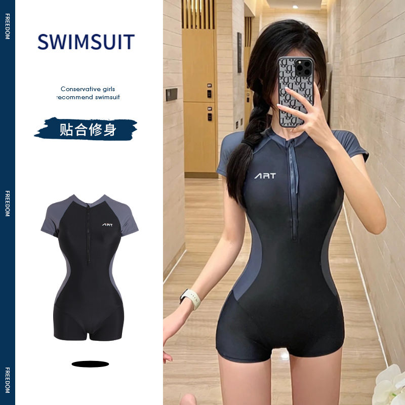 women‘s swimsuit new 2023 popular conservative one piece sexy racing flab hiding net red wind hot spring swimming pool dedicated