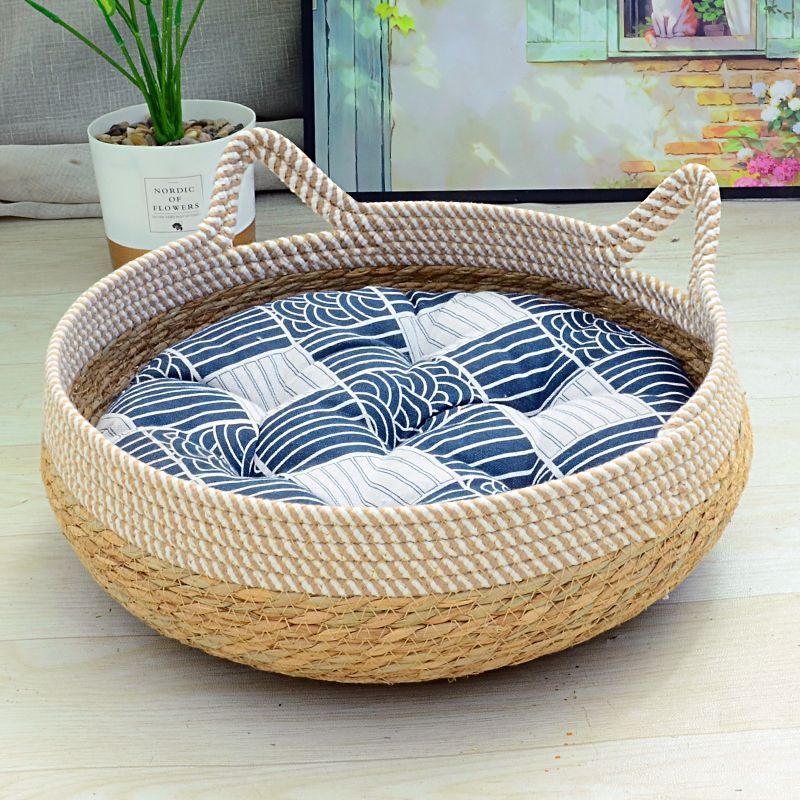 cat nest four seasons universal rattan cat scratch board integrated non-stick wool summer wear-resistant mat cat nest removable and washable for sleeping