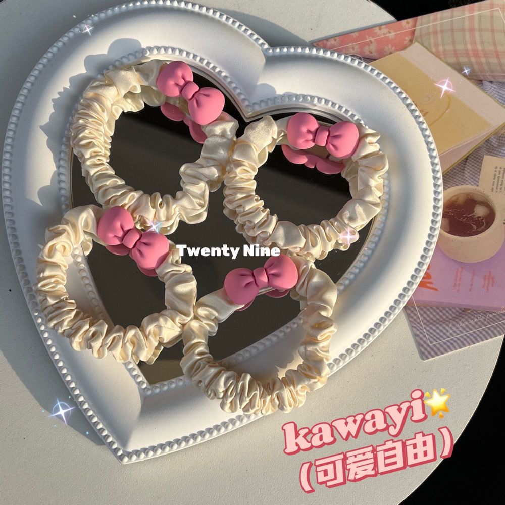 cute wild bow hair rope ins sweet candy-colored hair tie headband hair band hair accessories japan and south korea