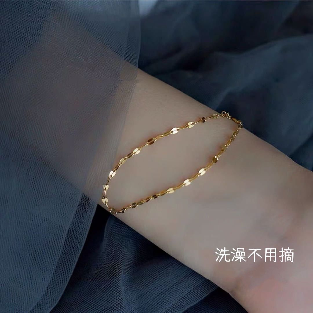 [titanium steel no fading] minimalist lip-shaped starry water ripple fish mouth chain simple all-match girlfriends‘ bracelet