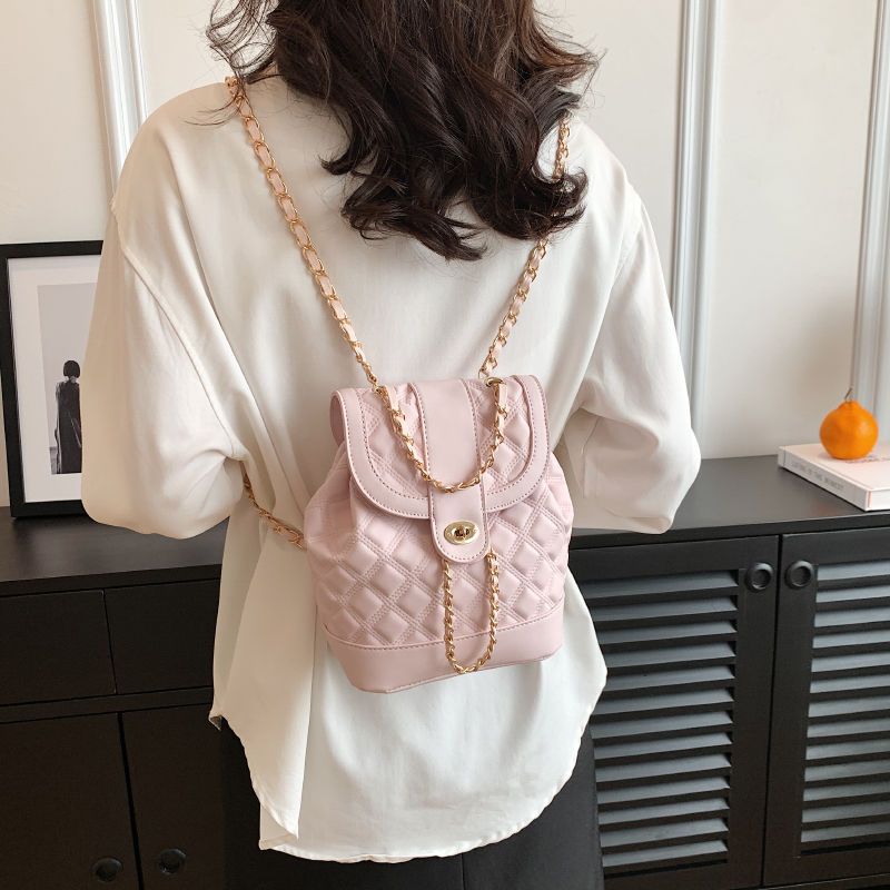 student class backpack bags female 2023 summer new fashion rhombus chain backpack versatile handbag