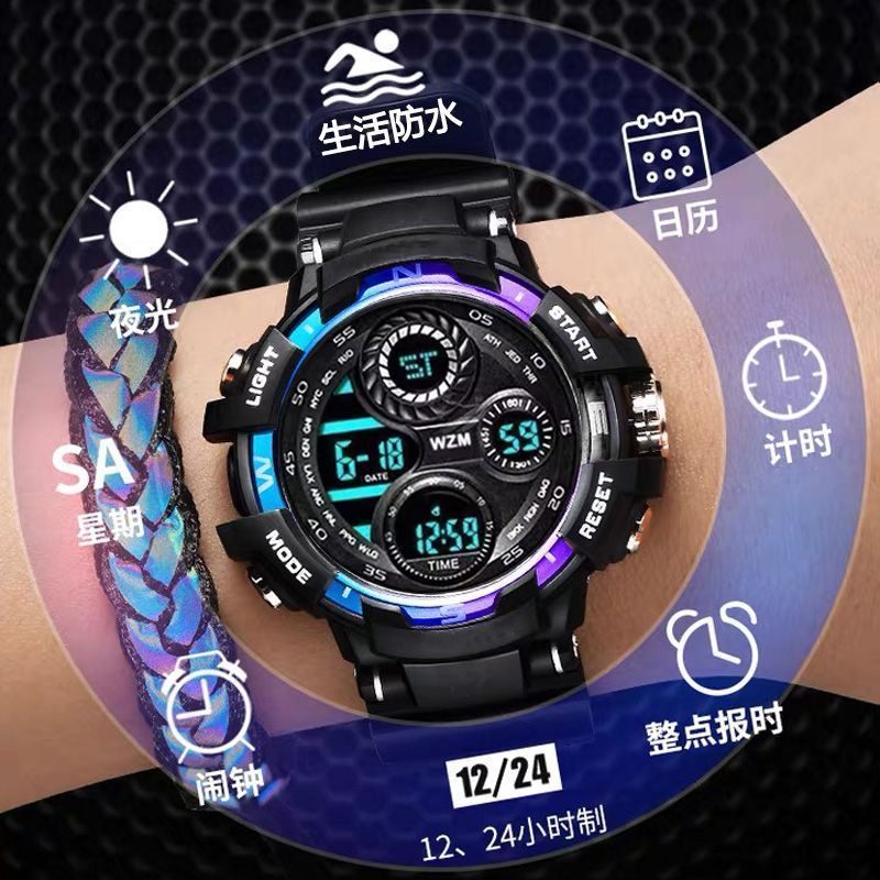 black technology electronic watch male student korean style luminous waterproof ins trendy junior high school student children electronic watch female