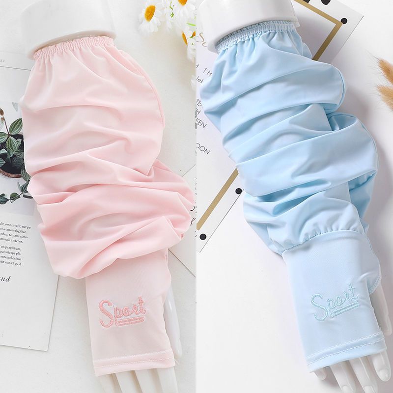 Sun Protection Oversleeve for Women Summer Lengthened Loose Oversleeve Thin Breathable Outdoor Cycling and Driving Cool Feeling Arm Sleeve Finger Leakage Tide