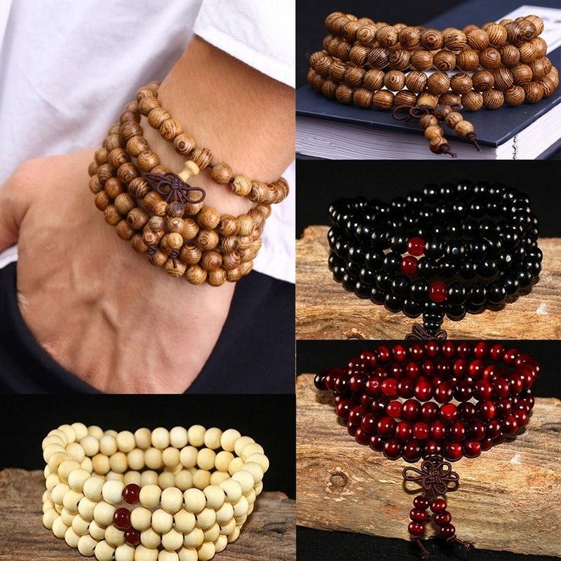 108 beads 8mm natural beaded bracelet eaglewood chinese character fo sandalwood beads bracelet men‘s and women‘s bracelets