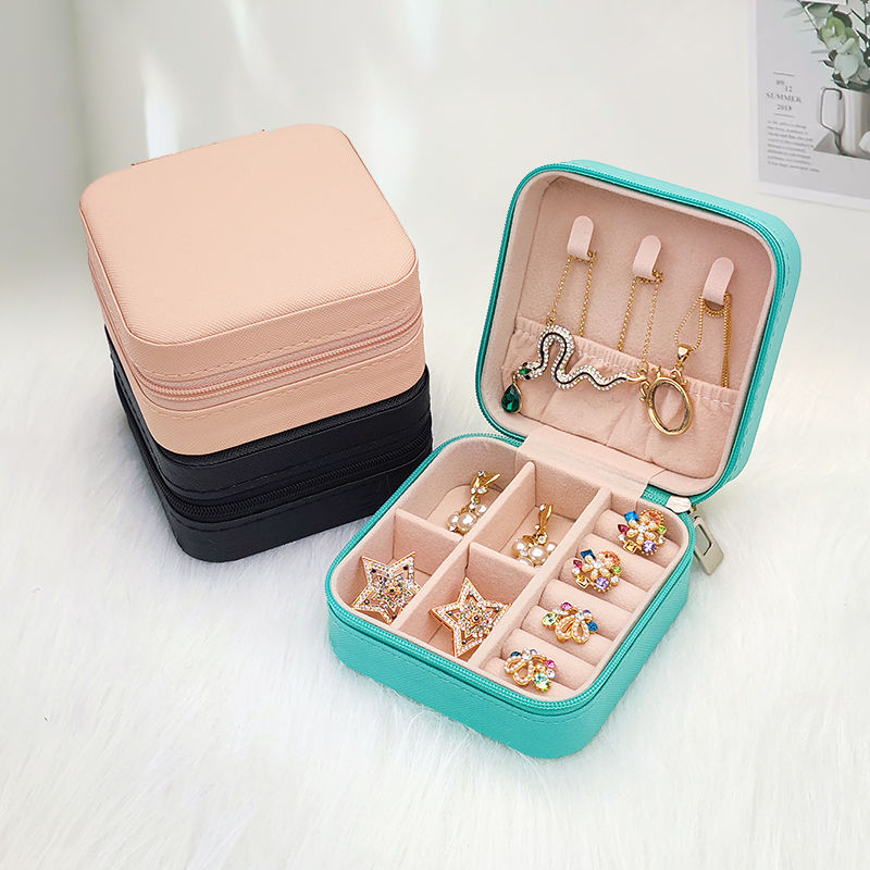 portable jewelry storage box exquisite anti-oxidation ring earring box jewelry box portable compact travel ring necklace