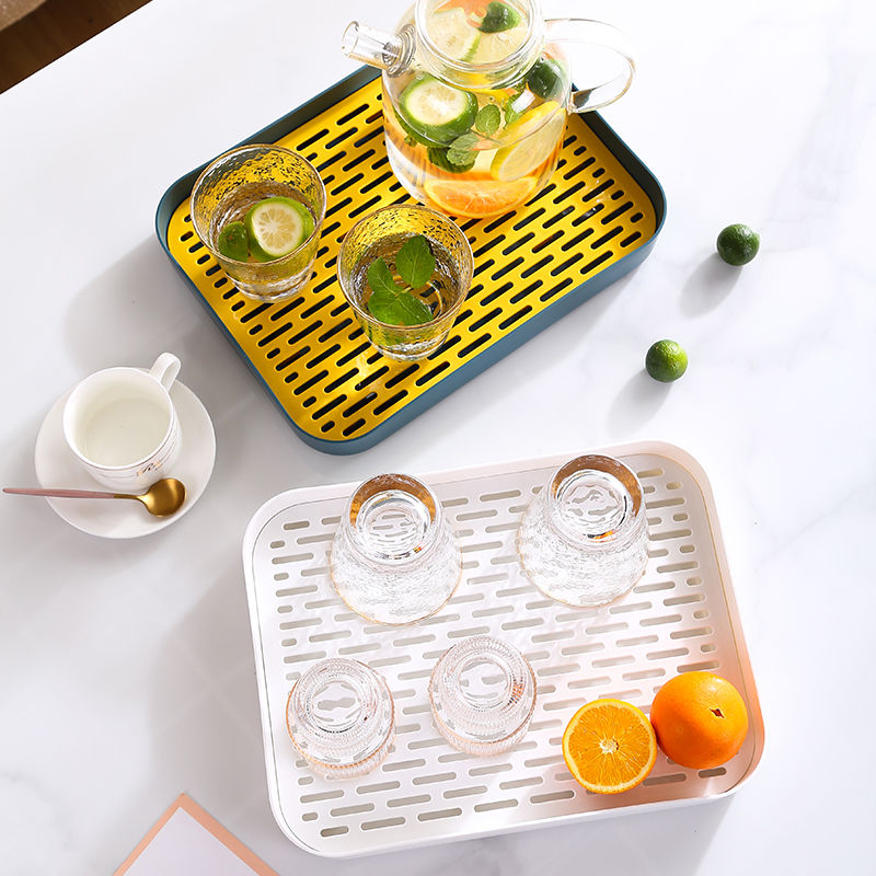 Thickened Portable Tea Tray Cup Storage Rack Feeding Bottle Draining Storage Rack Multifunctional Plastic Tray Tableware Storage