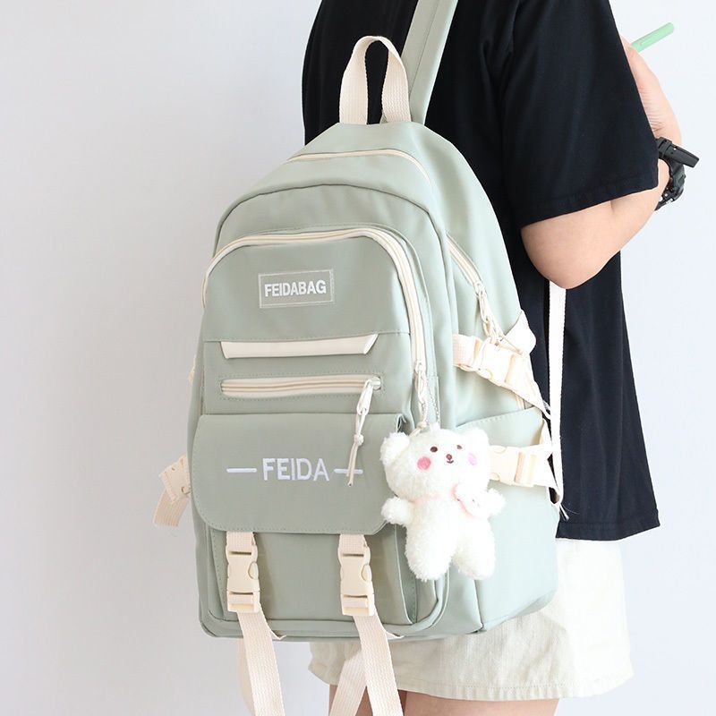 schoolbag female ins korean style simple high school junior high school backpack tide grade 3 to grade 6 large capacity campus backpack