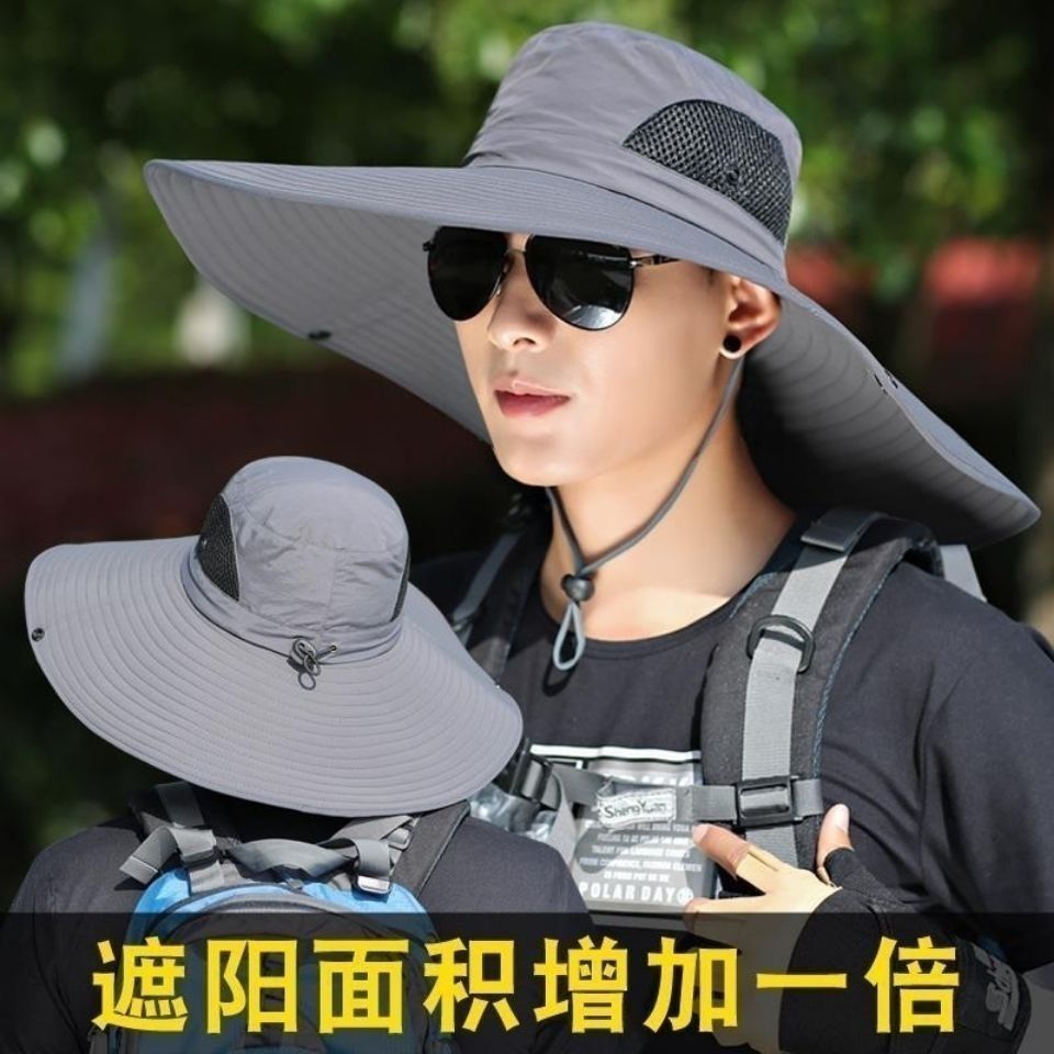 hat men‘s summer big brim fishing hat uv protection bucket hat sun protection sunshade outdoor sun hat summer hat