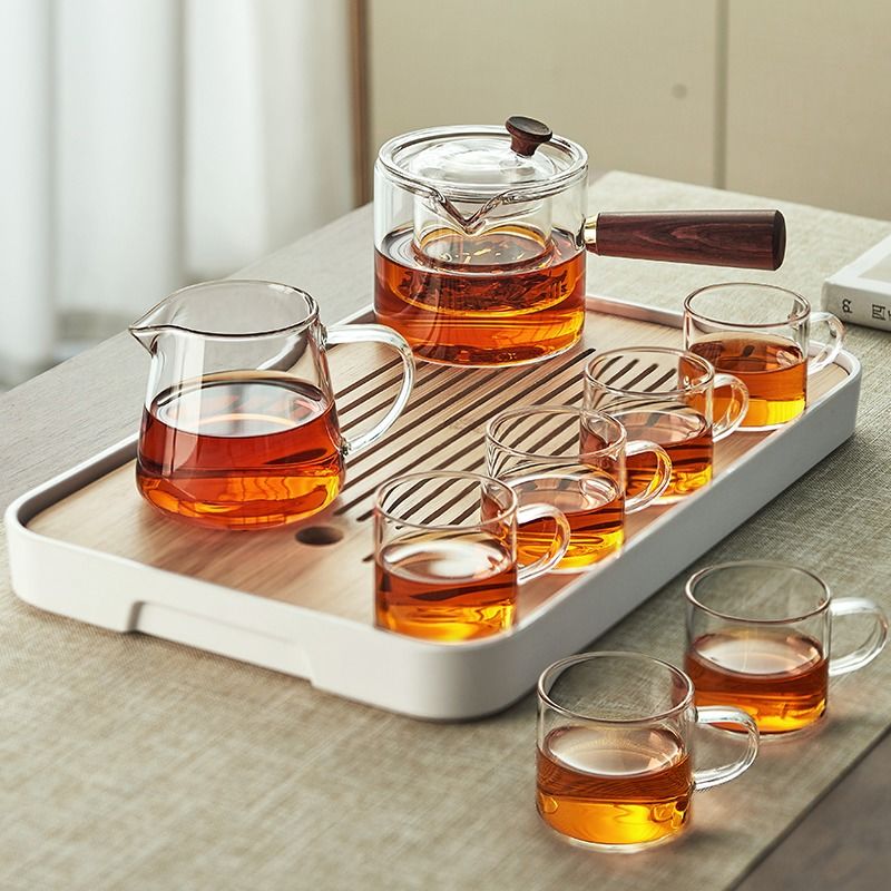 yumo glass tea set suit teapot kombucha home reception tea cup simple tea table office tea brewing set