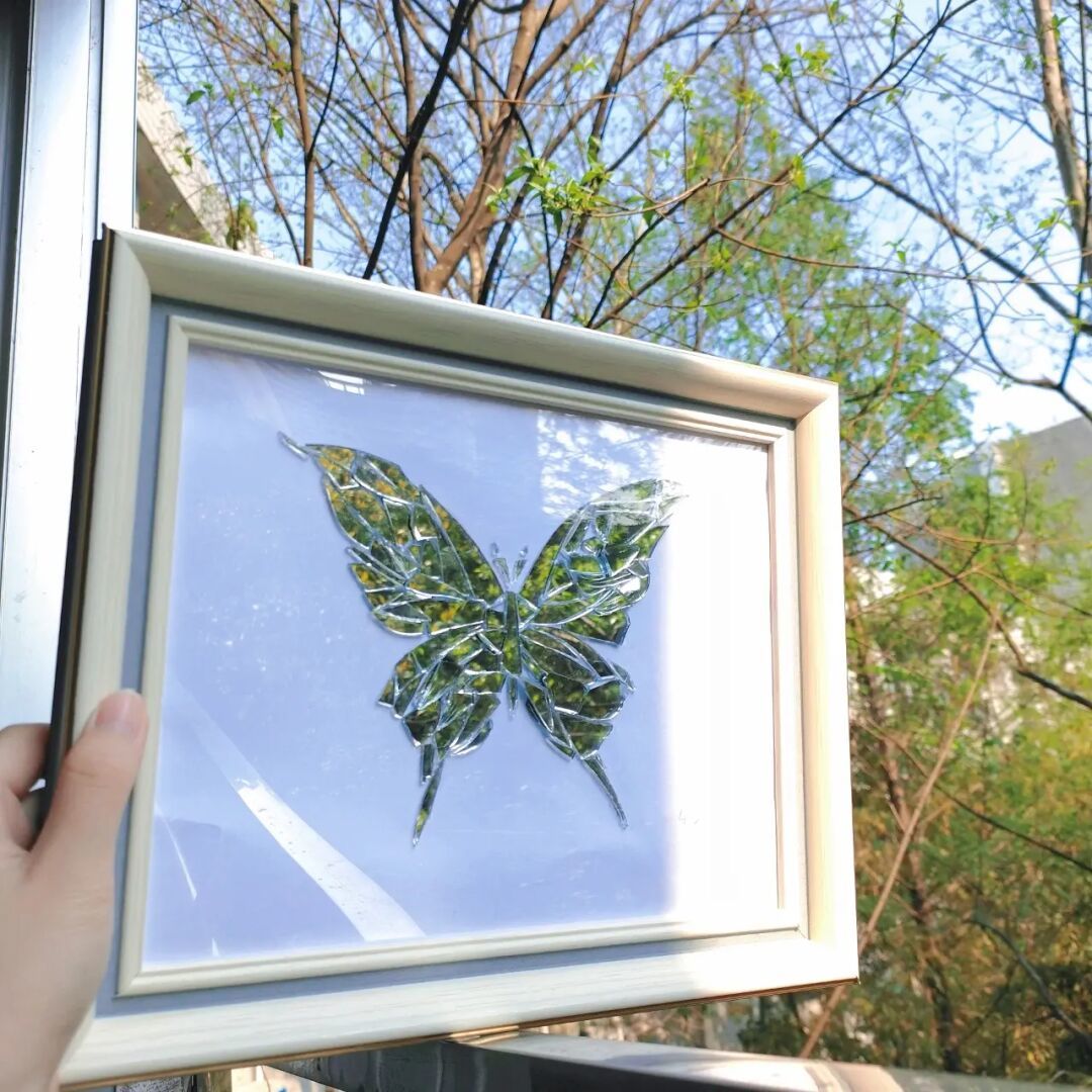 broken mirror butterfly diy photo frame handmade material package broken lens glass butterfly painting ornaments do it yourself