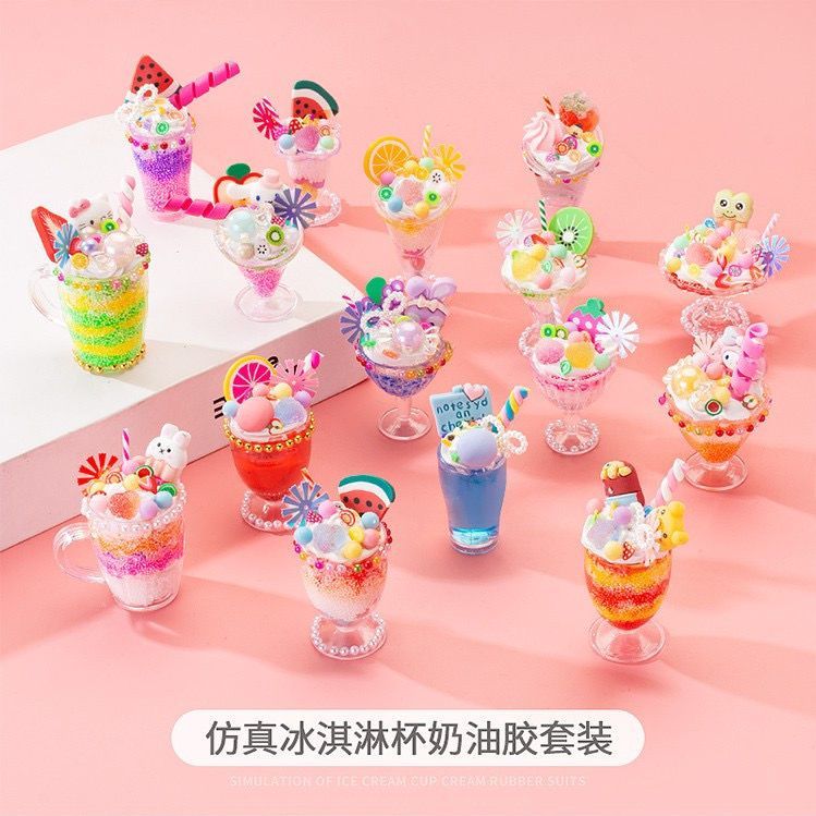Ice Cream Cup DIY Handmade Simulation Candy Toy Cup Children's Toy Ice Cream Set Homemade Cream Glue