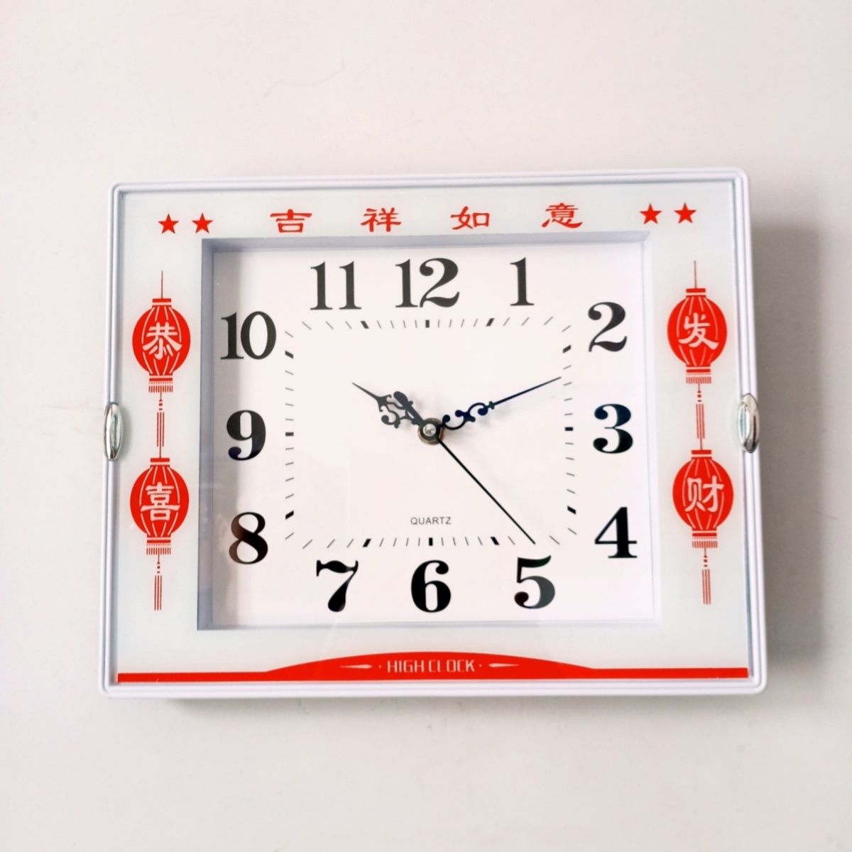 clock home hanging wall square wall clock mute living room bedroom wall clock country style and simple modern punch-free free free shipping