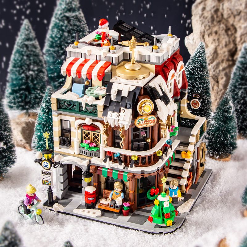 loz building blocks christmas cafe coffee house the christmas cottage street view small particles diy assembling building blocks toy gift