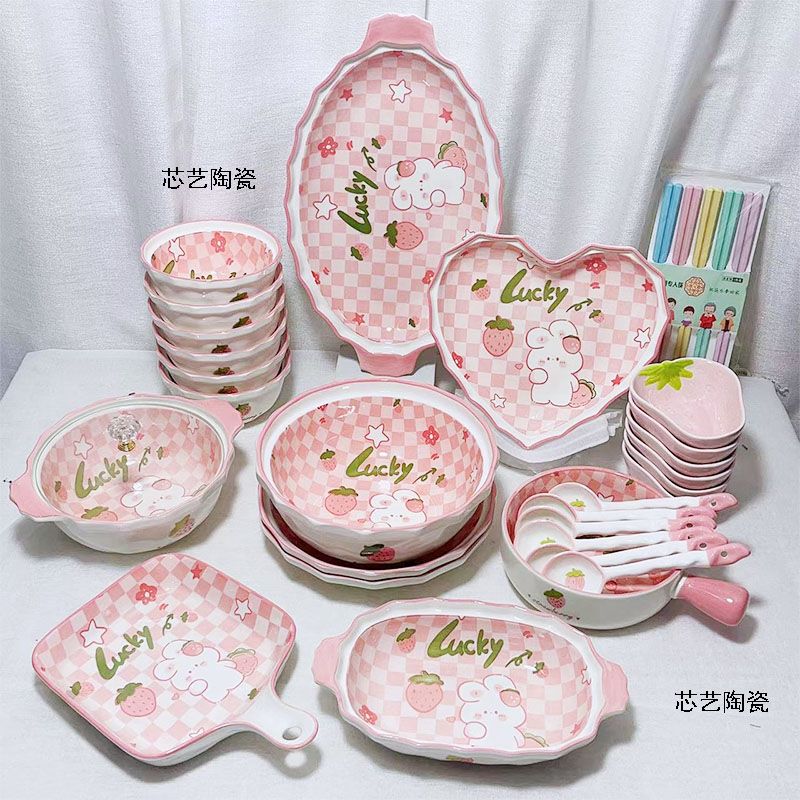 new household ceramic tableware good-looking a set of bowls and plates full set family pack housewarming gifts practical bowls and plates