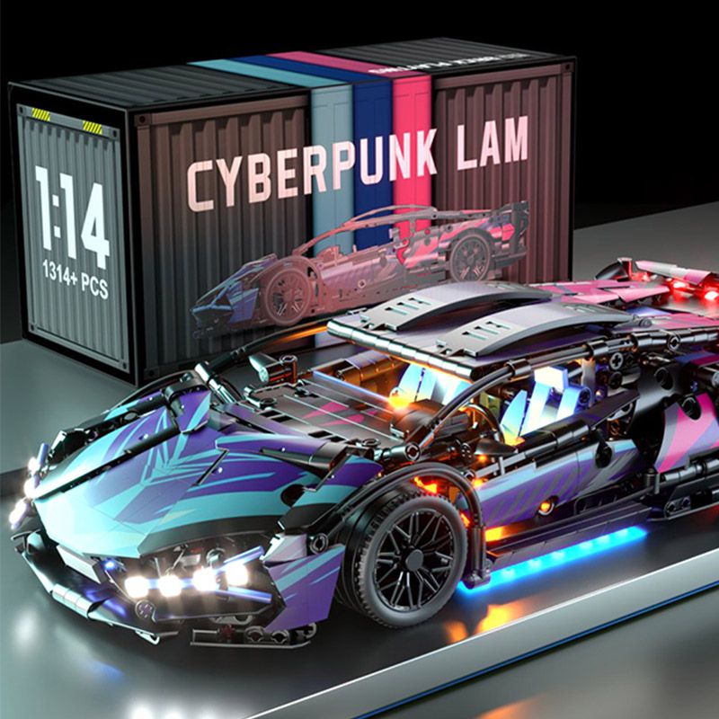 Compatible with Lego Building Blocks Lamborghini Cyberpunk Remote Control Sports Car Decoration Puzzle Assembled Racing Car Children's Gift
